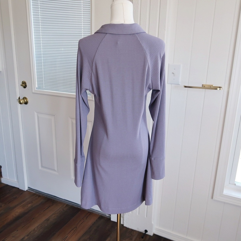 NEW Promesa Womens Ruched Shirt Dress Size L Gray Button Chic Y2K Modern Capsule - Picture 4 of 8